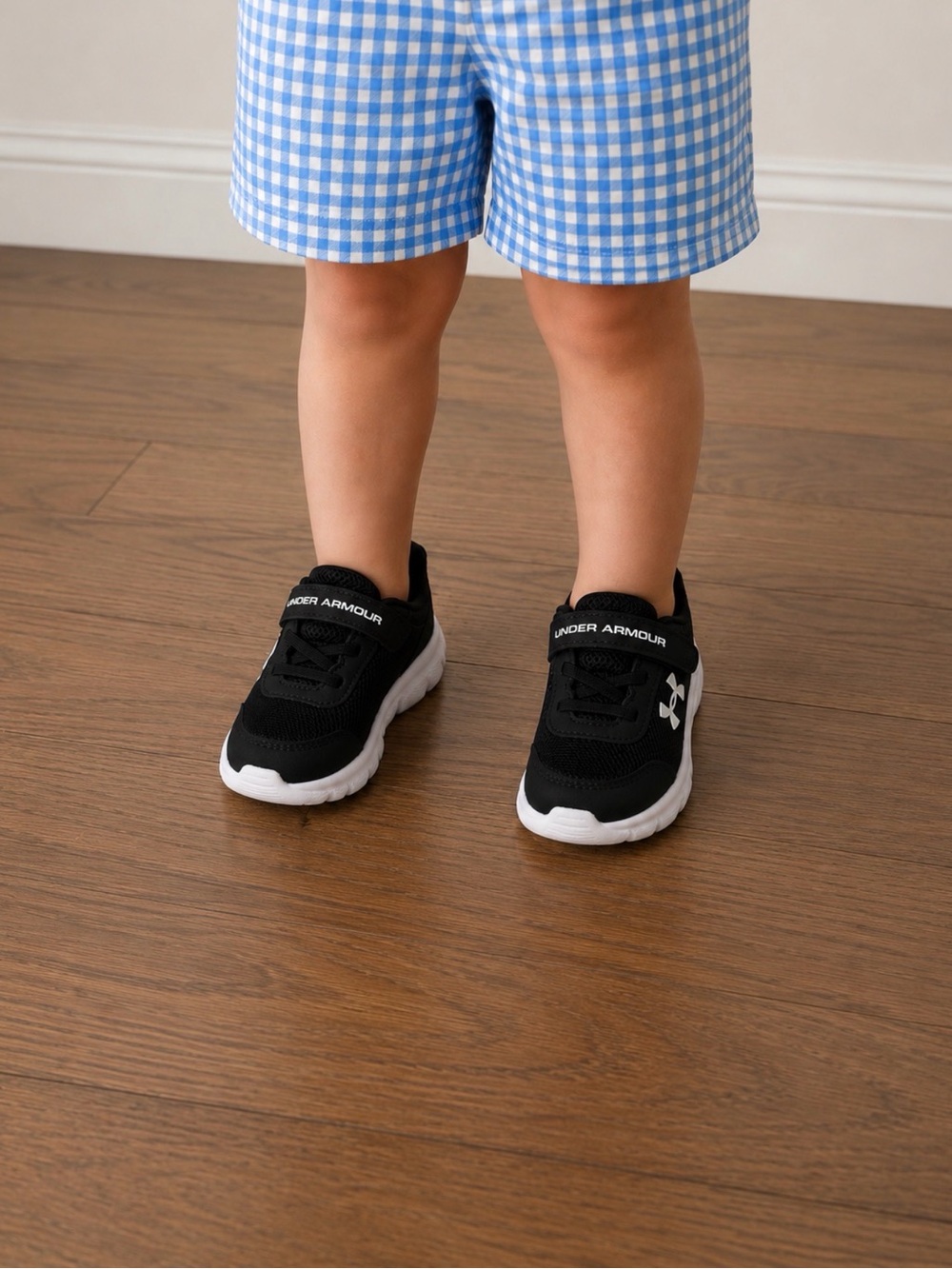 Under Armour Kids Black and White Velcro Athletic Sneakers